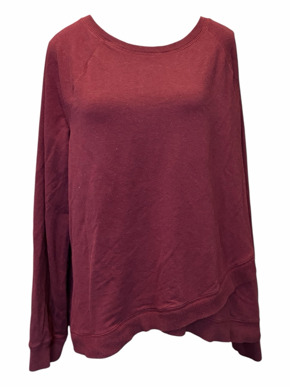 Maroon Pullover Sweatshirt  with Crossover Edge